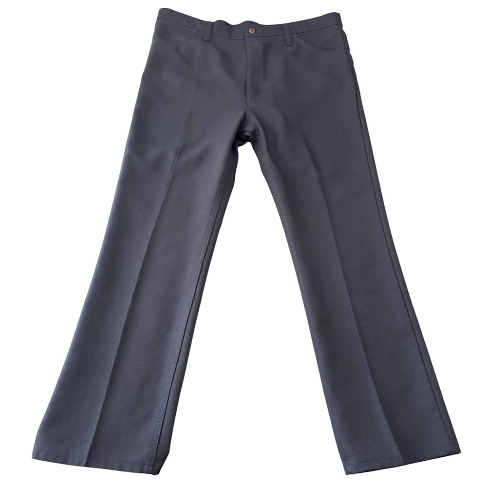 Wrangler 82BK Dress Pants Mens 40x32 Black Polyester Work Trousers Vintage